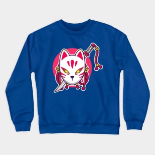 Cute Kitsune With Sword Cartoon Crewneck Sweatshirt